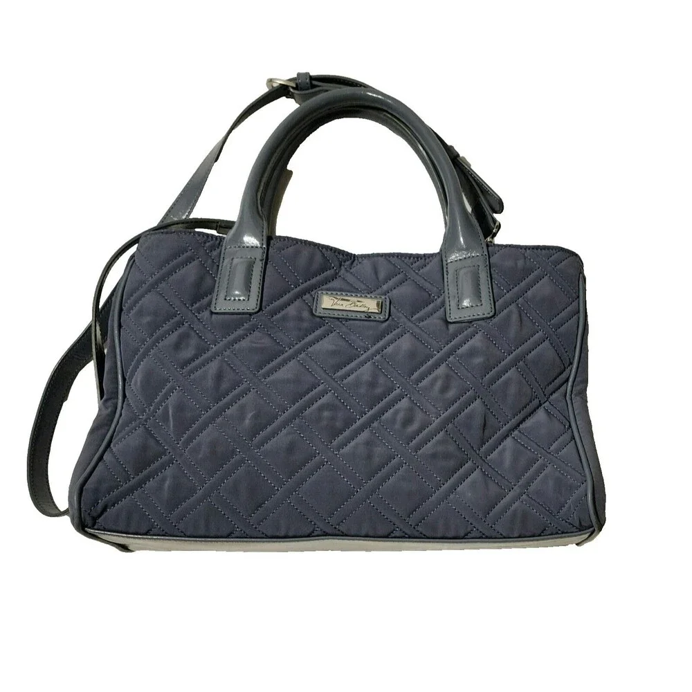 Vera Bradley Womens Purse Solid Gray Quilted 2 Handles Shoulder Strap Pockets